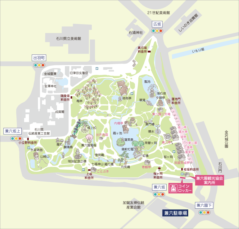観光案内所とロッカーの地図